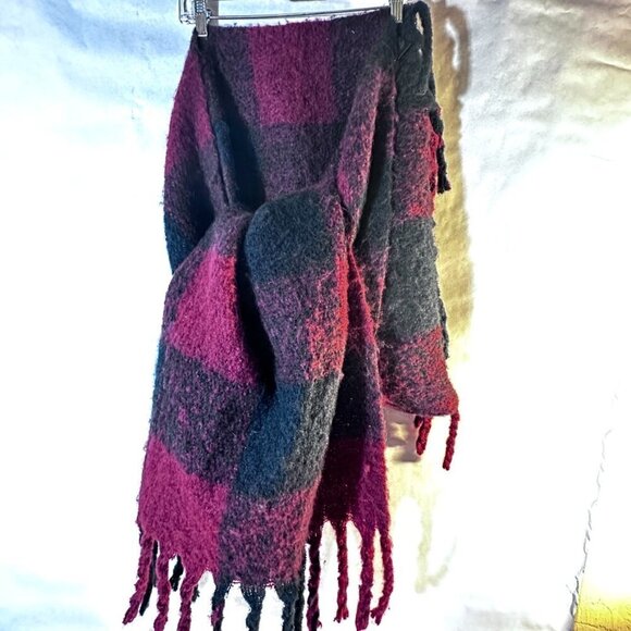 Tessile Chtti Accessories - Steve Madden Lumberjack Red Black Plaid Black Watch Scarf Tartan 82" x 23" Huge